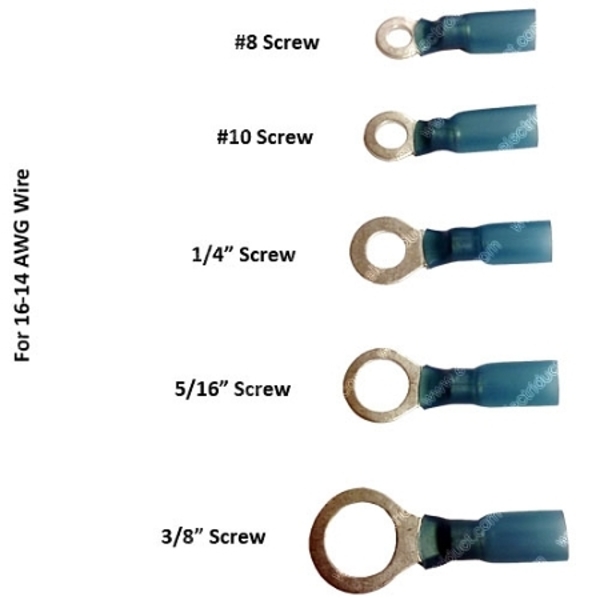 Electriduct Heat Shrink Ring Terminals - Electriduct HS-HP-RT-8.4-BL-100